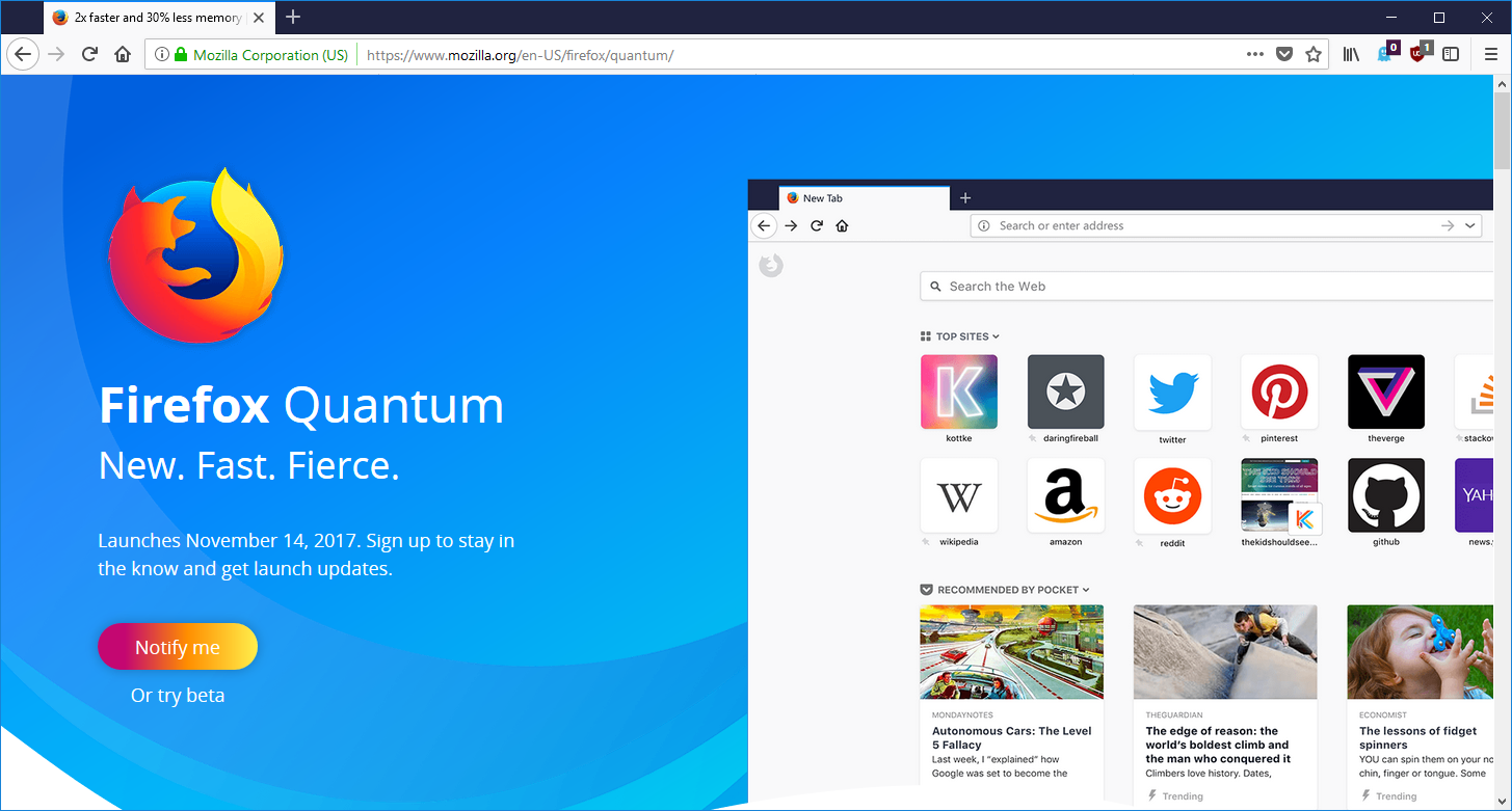 Firefox Quantum Beta