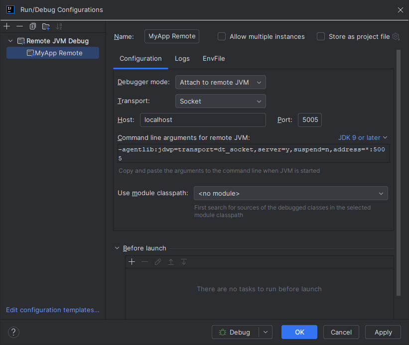 IntelliJ Remote Debug Configuration