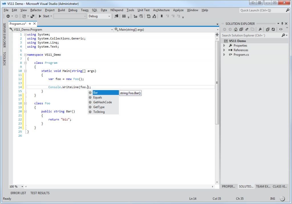 Visual Studio 11 Code View