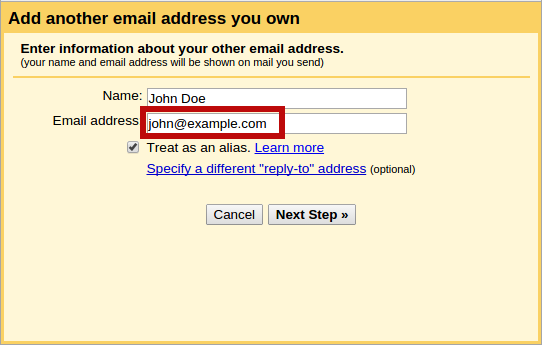 Gmail Add Address